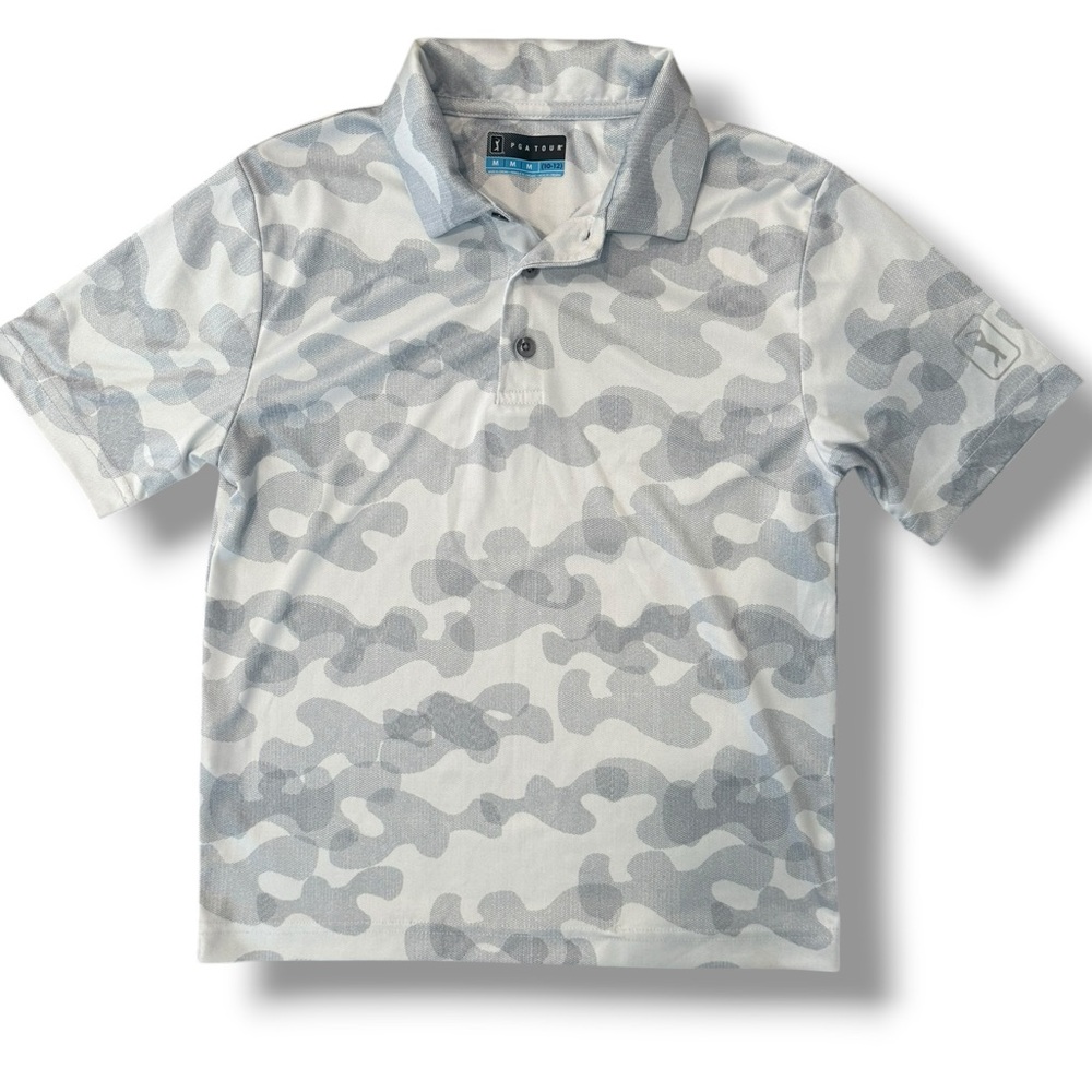 PGA Tour Kids Polo Shirt in Gray Camo